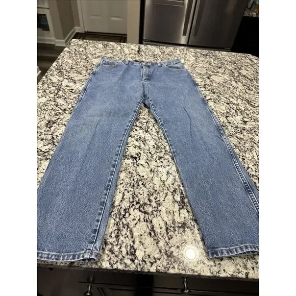Wrangler Jeans Mens 35x30 Blue Denim George Straight Cowboy Cut Original Fit - Picture 9 of 9